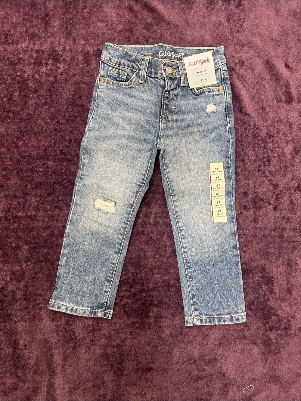 Cat & Jack Light Blue Distressed Straight Leg Jeans